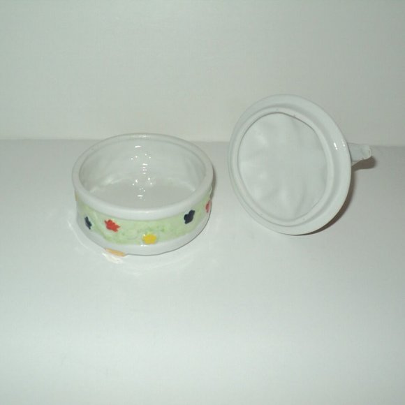 Jewelry Ceramic Trinket Container Box Covered 2 Doves, Flowers Brins of Pgh PA - Picture 4 of 5